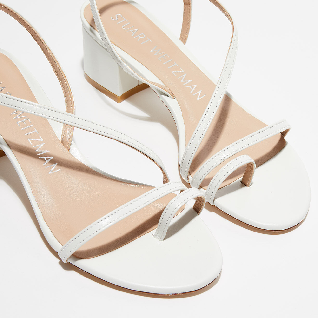 Stuart Weitzman Sandales en Cuir Soirée Sleek 50 blanches - Talon 5 cm
