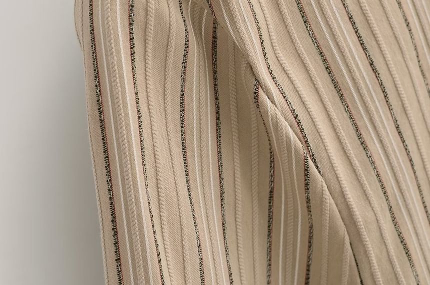 Faiar - Set: Gestreept overhemd met lange mouwen en knoopjes, slim fit + stropdas