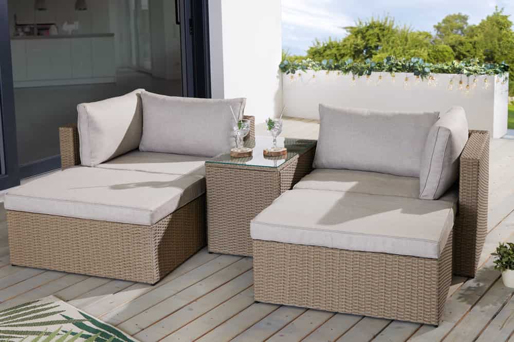 Outdoor Gartenlounge Set XXL MODULAR natur Polyrattan Sitzgruppe wetterfest inkl. Kissen