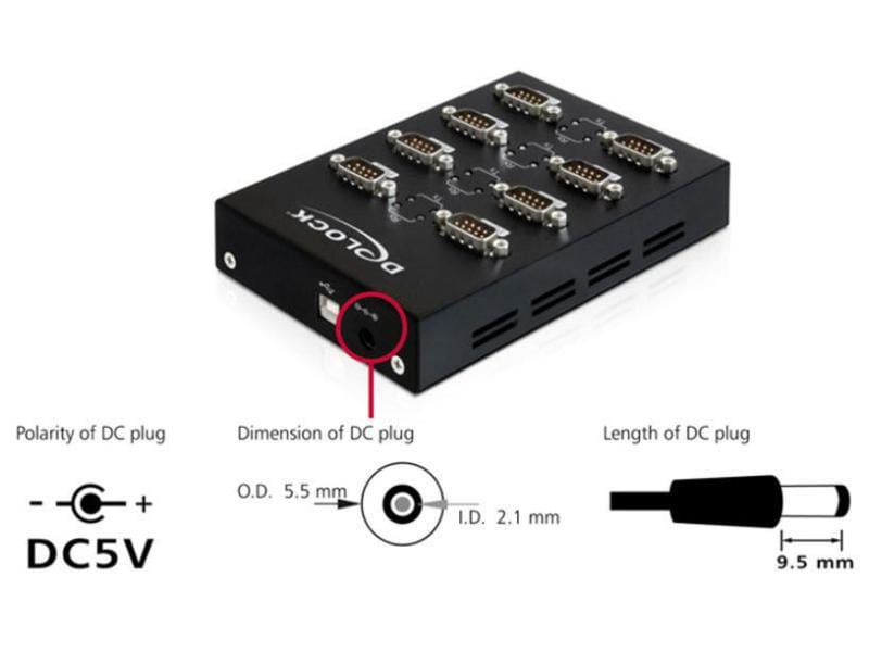 Delock Serial-Adapter 61860 USB-zu-RS-232-Adapter für acht serielle Geräte an einem USB-Port