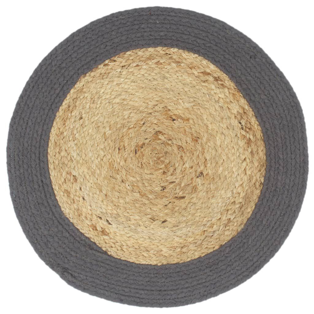 vidaXL Tafelmatten 4 st Naturel en Antraciet 38 cm Jute en Katoen