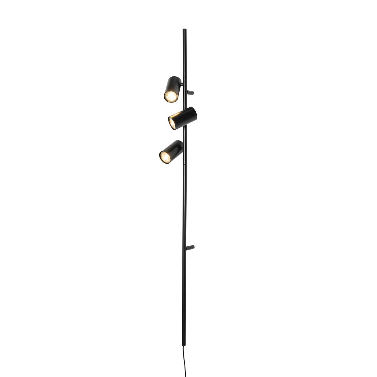 Wandlamp zwart met voetschakelaar 3-lichts - Jeana Luxe