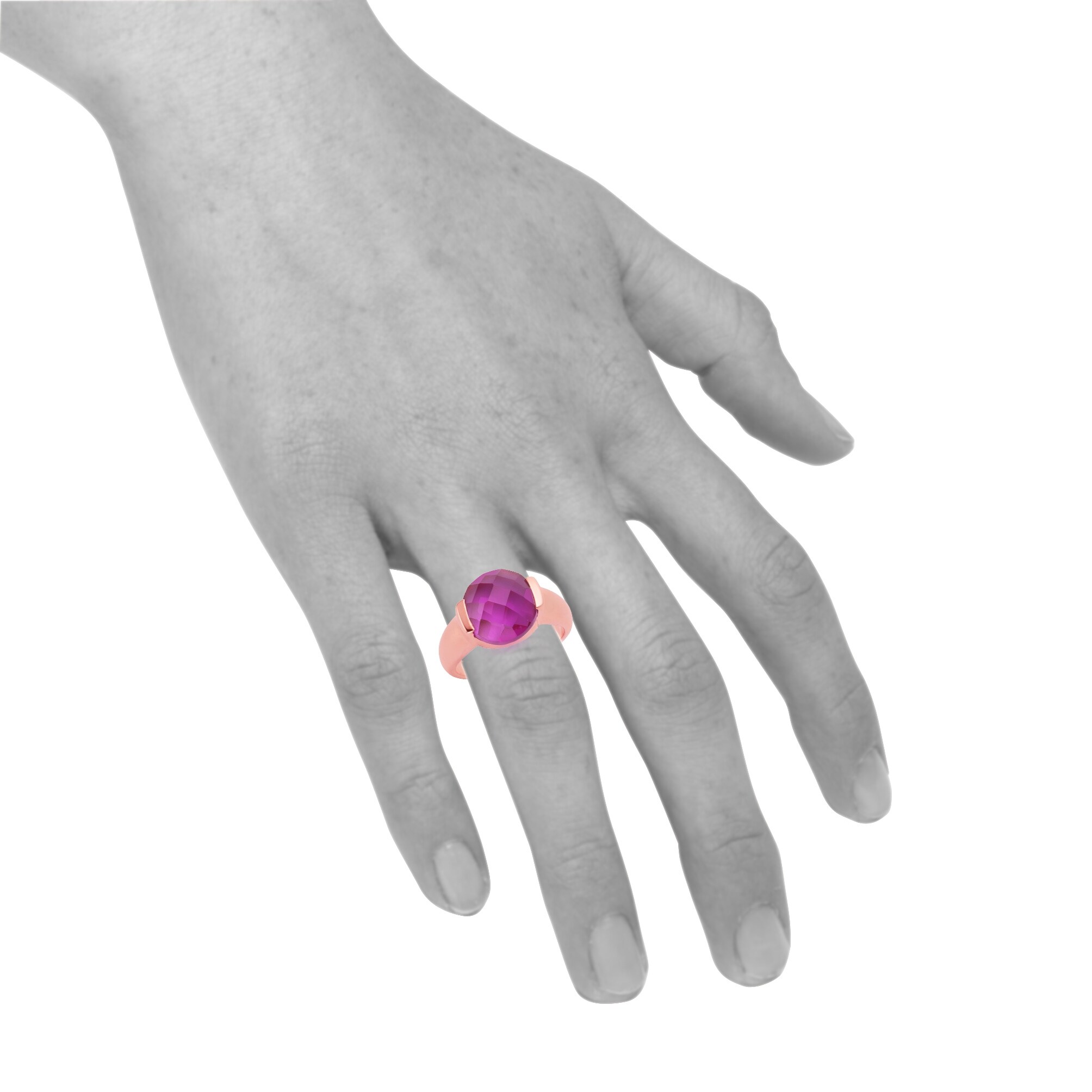 Jamelli Ring 925 Silber Quarz pink (beh.)
