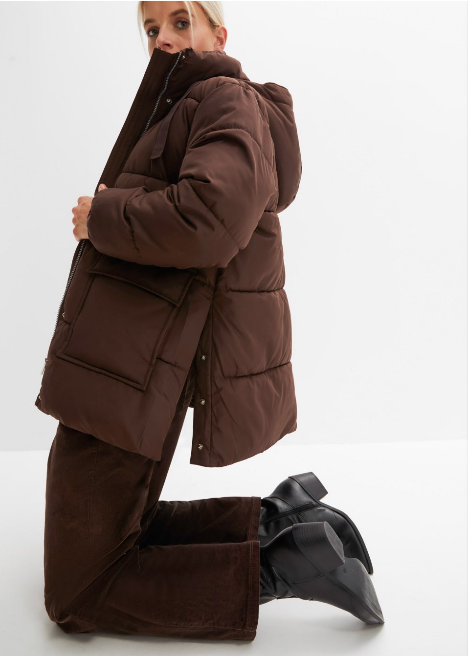 Veste matelassée rembourrée en polyester recyclé avec capuche amovible