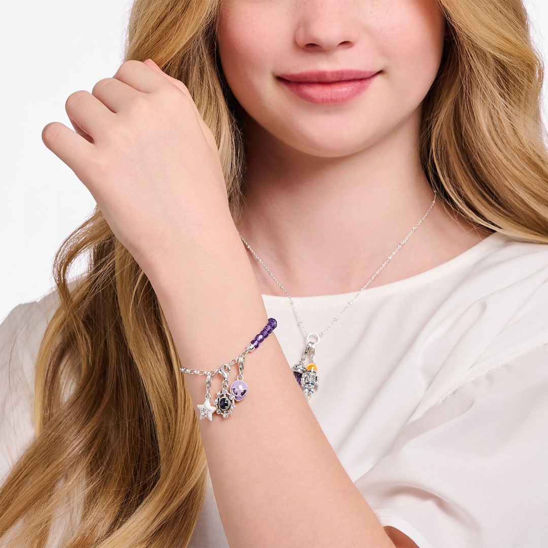 Thomas Sabo As We Kiss Member Charm-Armband mit Gliedern und imitiertem Amethyst Silber