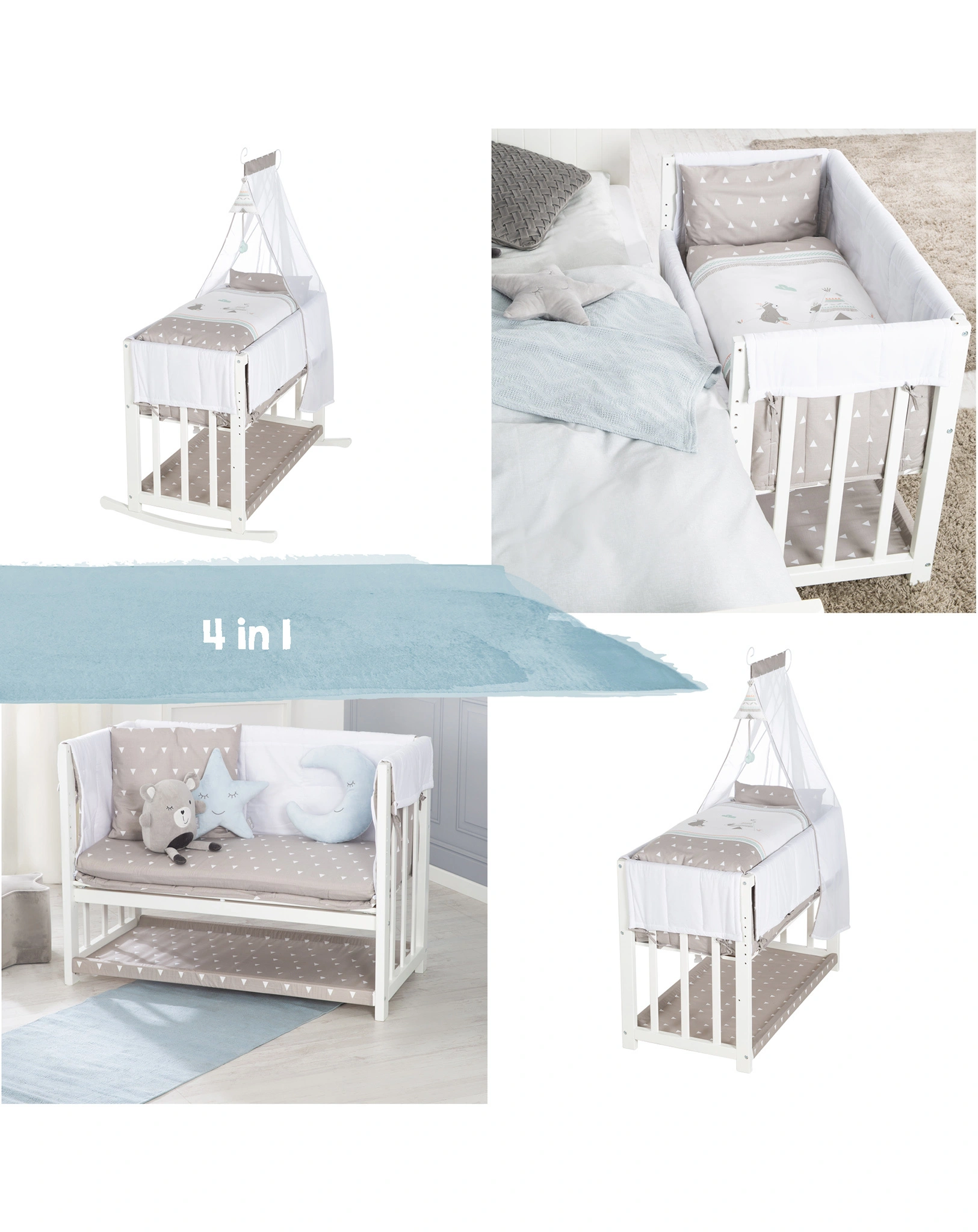 Beistellbett INDIBÄR 4in1 75 x 95 cm