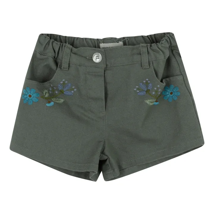 Babe & Tess Short Brodé Talita | Vert de gris