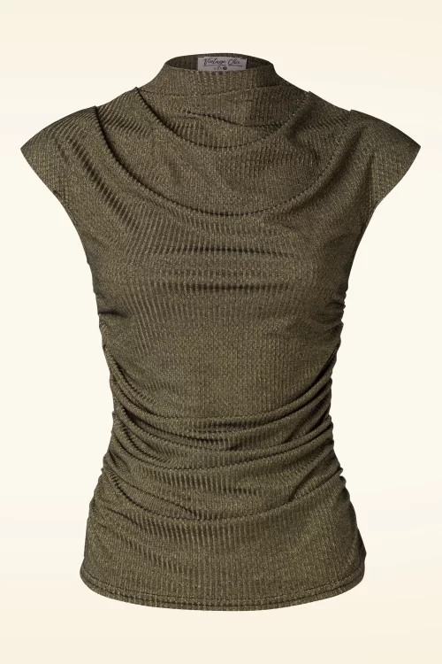 Vintage Chic for Topvintage Iris mouwloze glitter top in goud