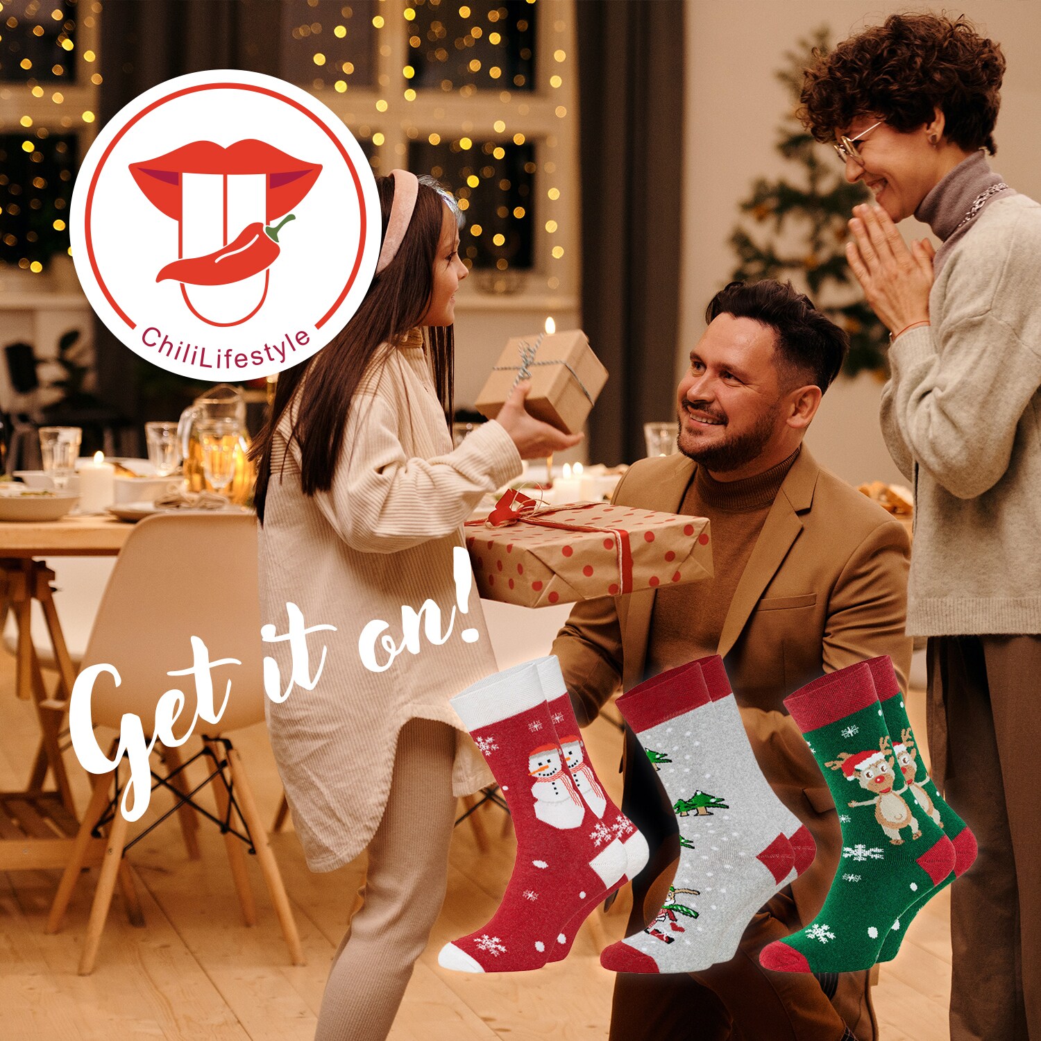 Chili Lifestyle Thermosocken Xmas 3 Paar super warm Weichbund Baumwolle
