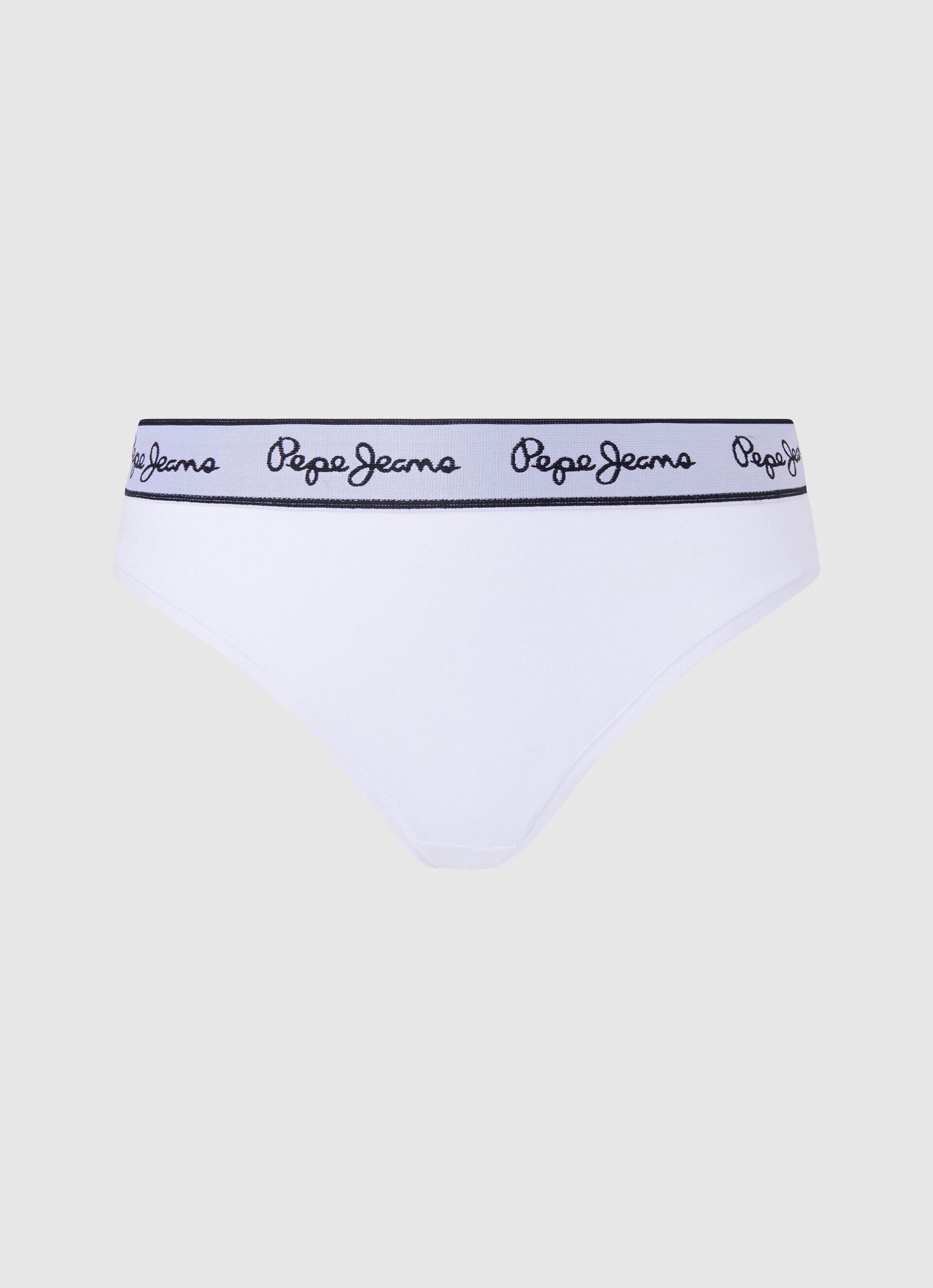 Calcinha fio dental clássica com logo estampado - branca