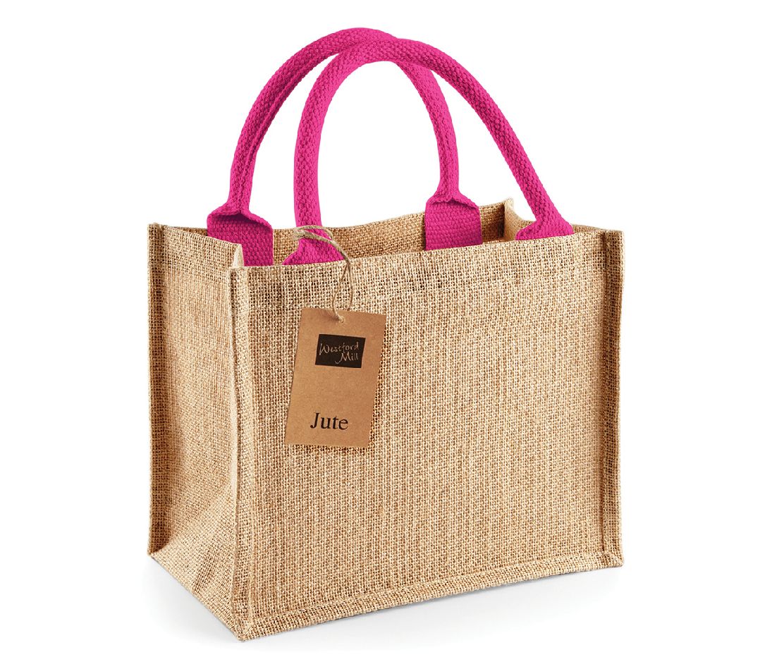 Westford mill WM412 - Petit Sac en Toile de Jute - poignées en coton - dimensions 26x22x14cm