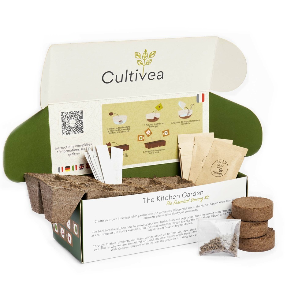 Cultivea le kit petit potager - kit de 10 graines de semis essentiels - herbes aromatiques, tomates, légumes, salades