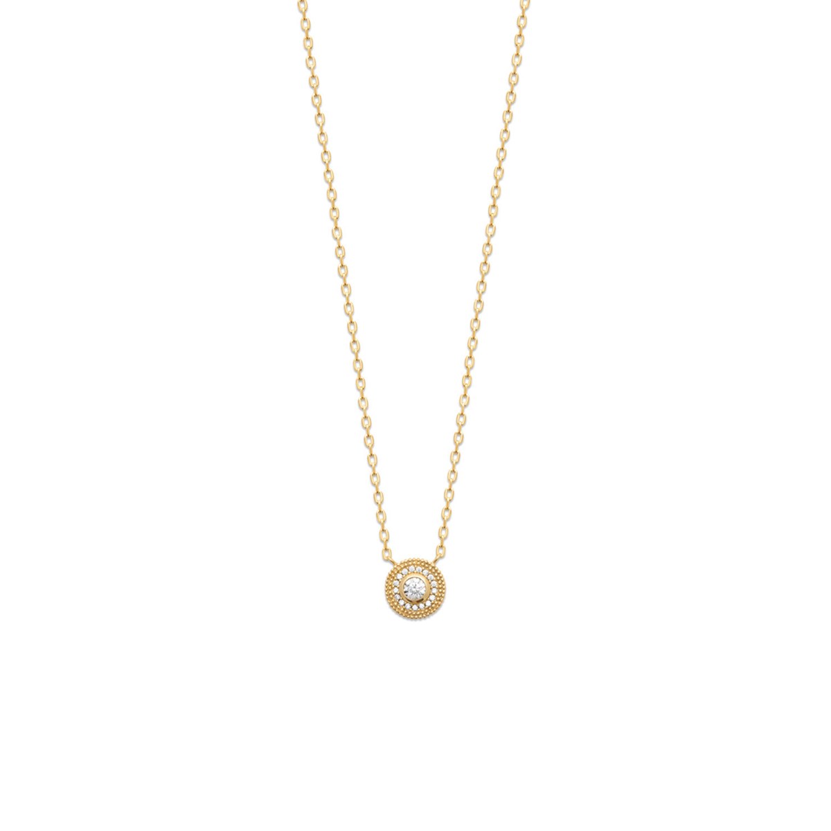 Collier Brillaxis plaqué or pastille empierrée
