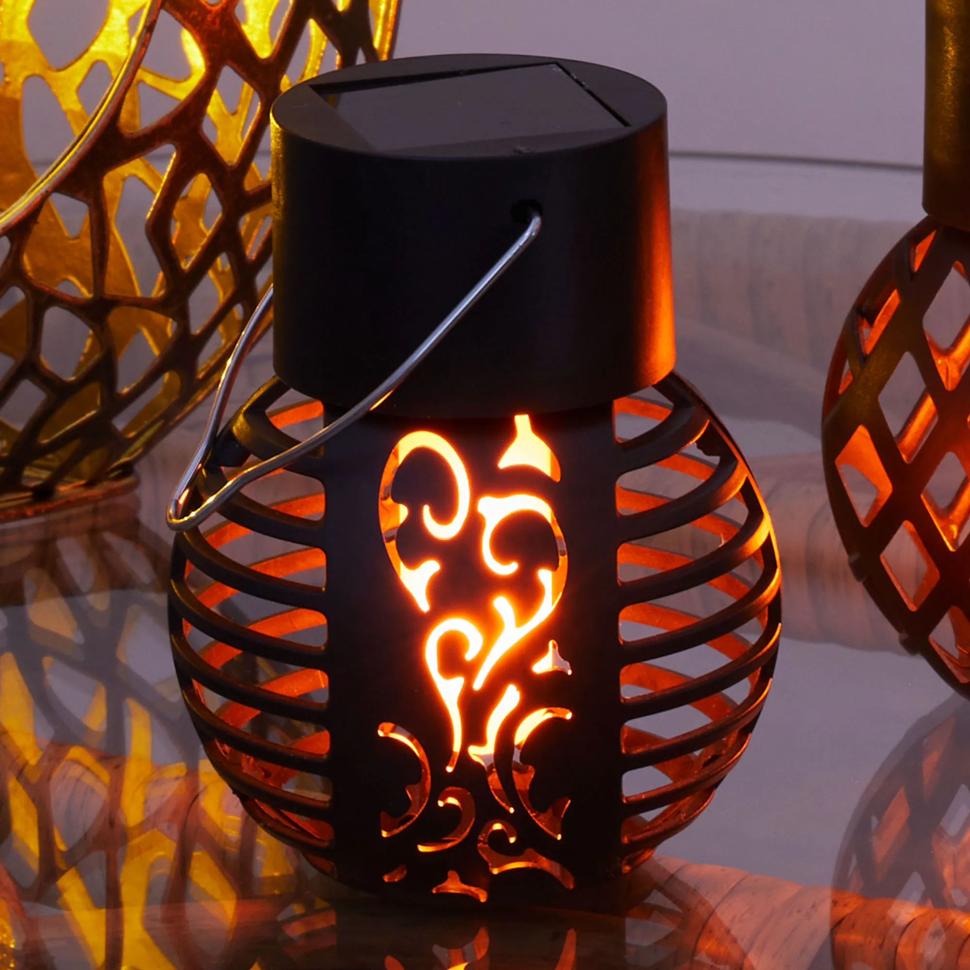 Solar-Minilaterne mit Flammeneffekt, ca. 7x9cm