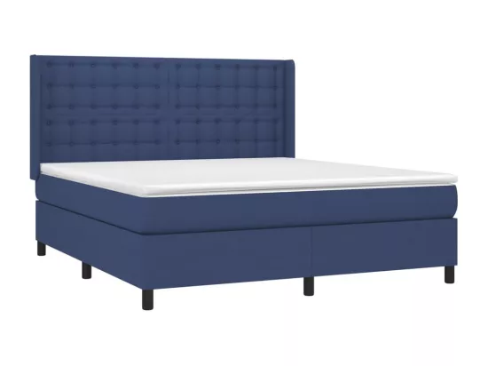 Sommier tapissier avec matelas et LED Bleu 160x200 cm Tissu