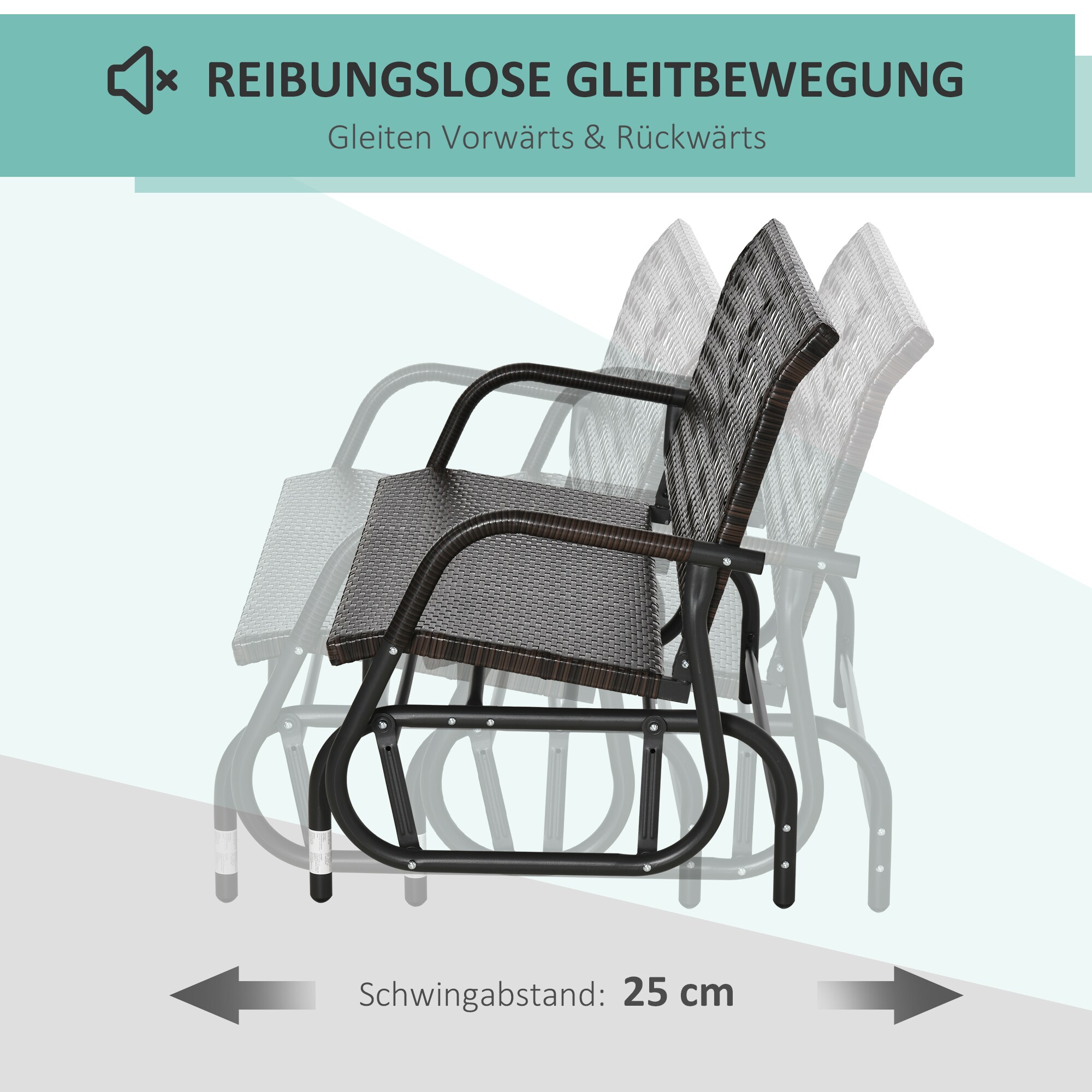 Outsunny Schaukelbank mit 2-in-1-Design 70L x 120B x 84H cm
