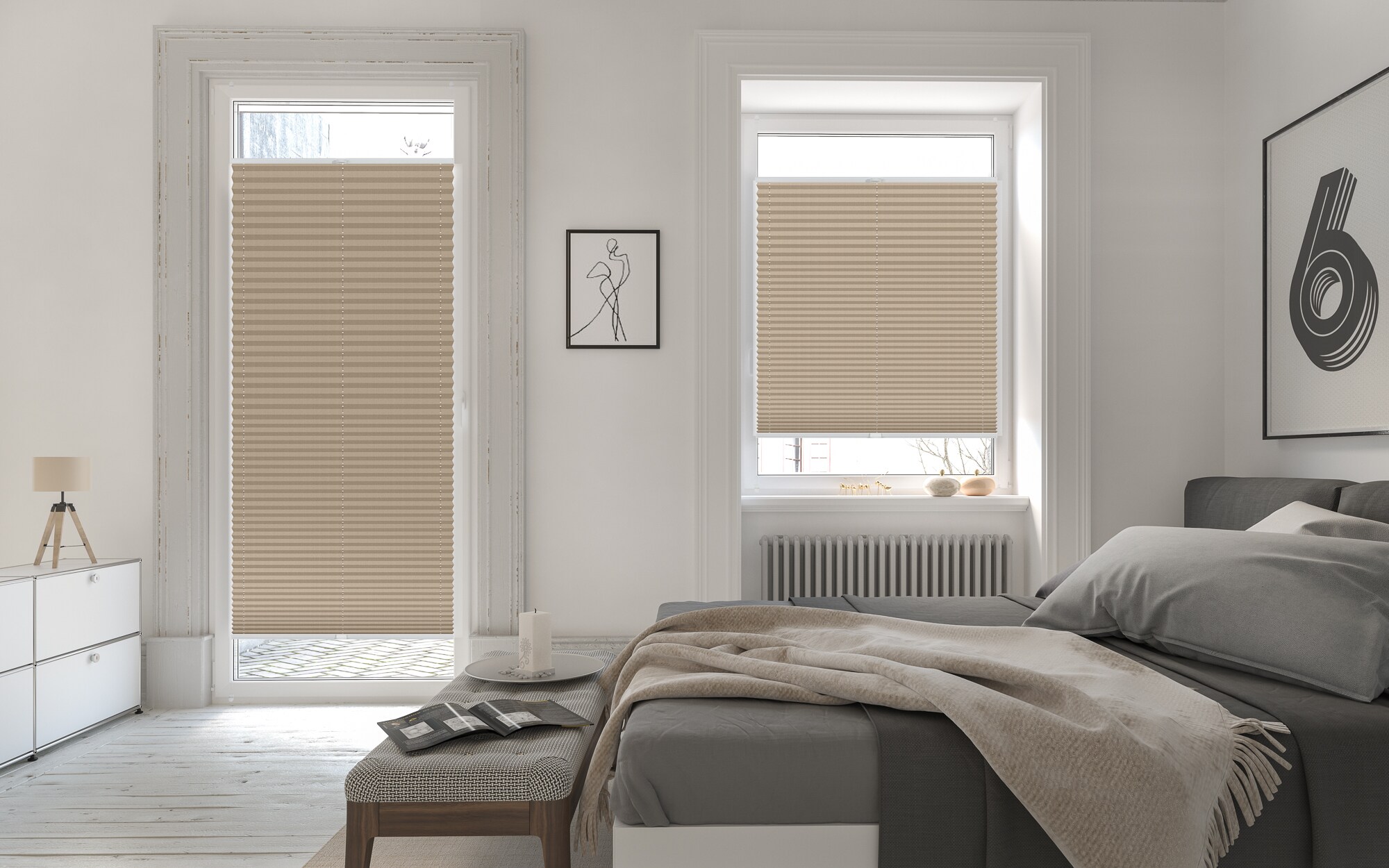 Lichtblick Plissee Klemmfix, ohne Bohren, verspannt, Verdunkelung - Beige