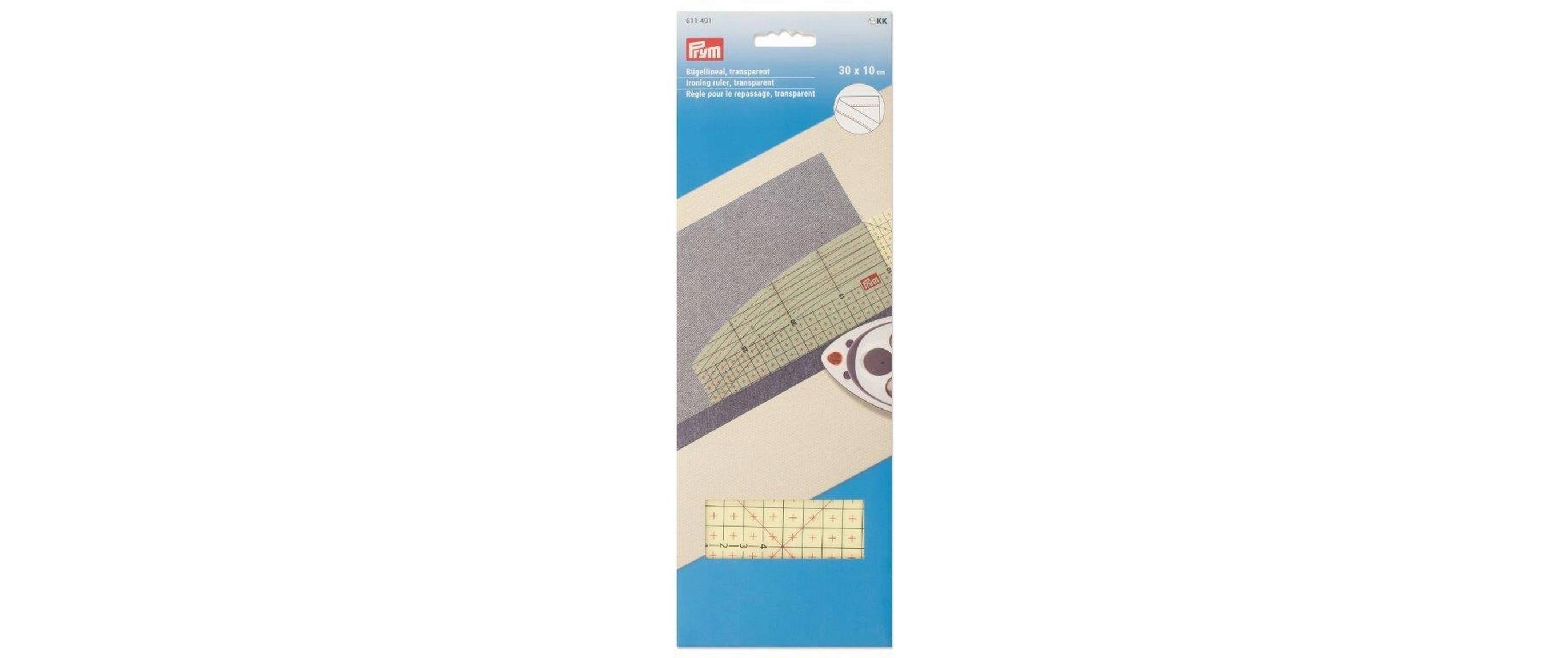 Bügellineal 30 x 10 cm, TransparentLineal zum Bügeln für Nähvorbereitungen