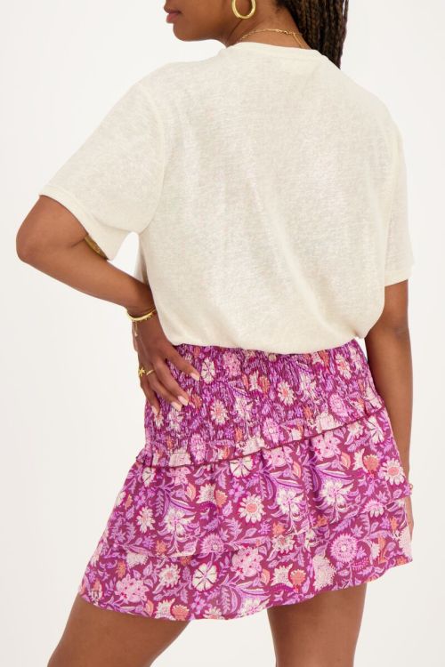 Beige T-shirt met glitter effect