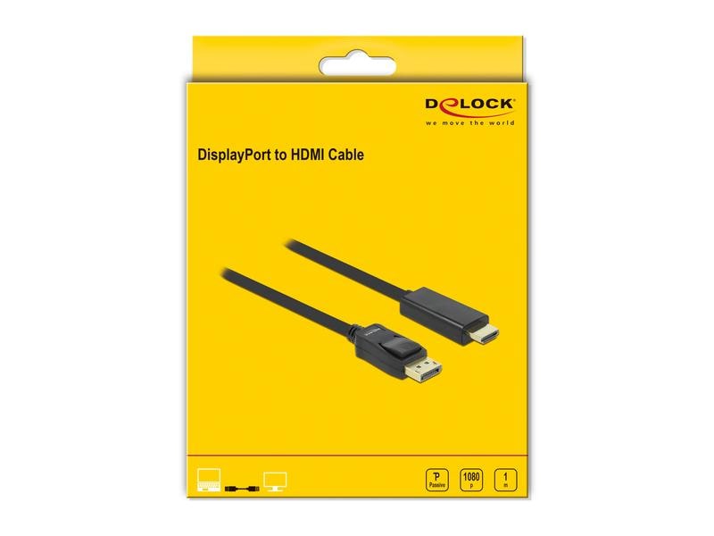 Delock Kabel DisplayPort - HDMI, 1 m Delock Kabel DisplayPort 1.1 Stecker > High Speed HDMI-A Stecker Passiv 1 m schwarz