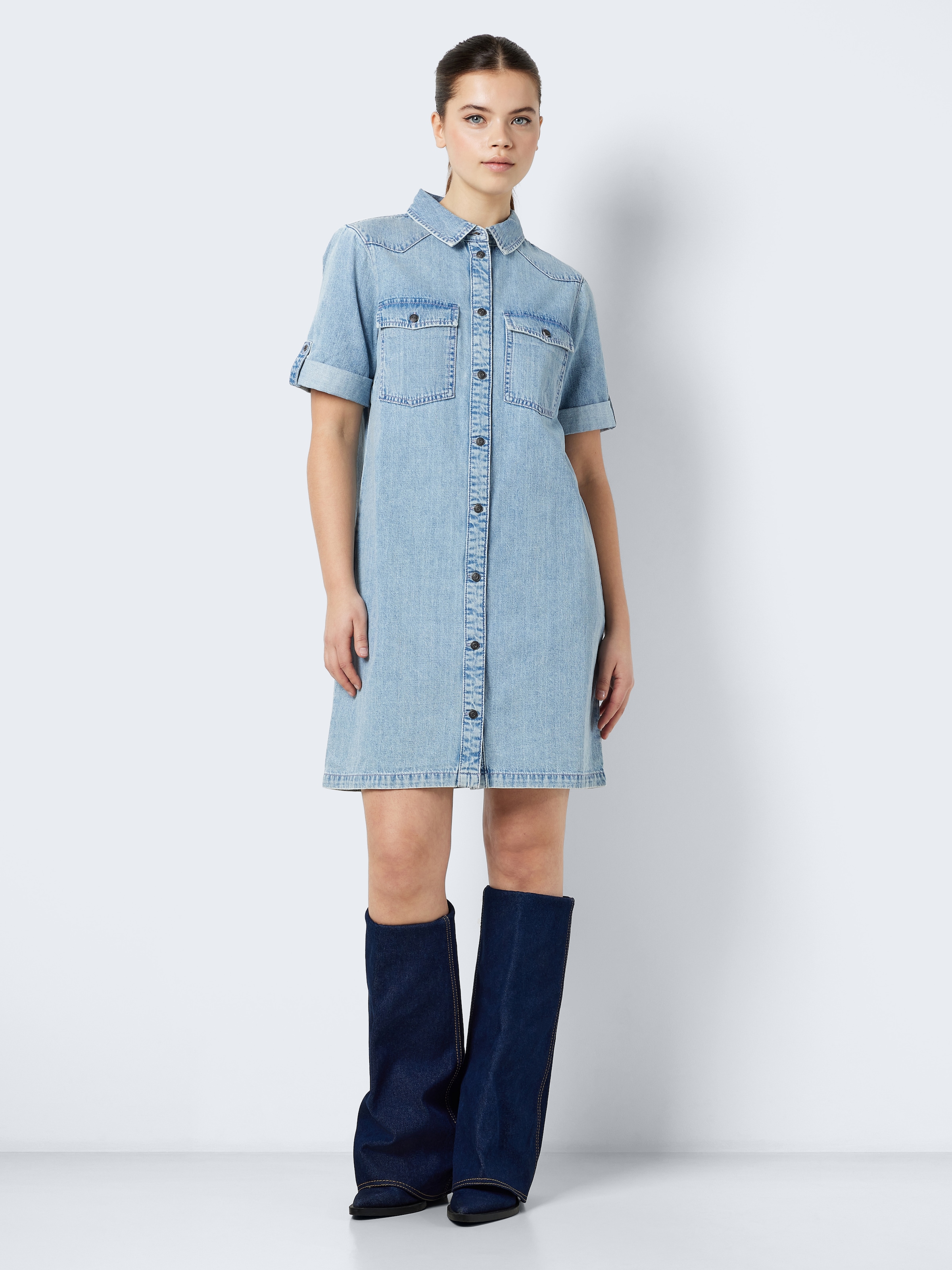 Noisy may Jeanskleid »NMNEW SIGNE S/S DENIM DRESS VI003LB NOOS« Brusttaschen