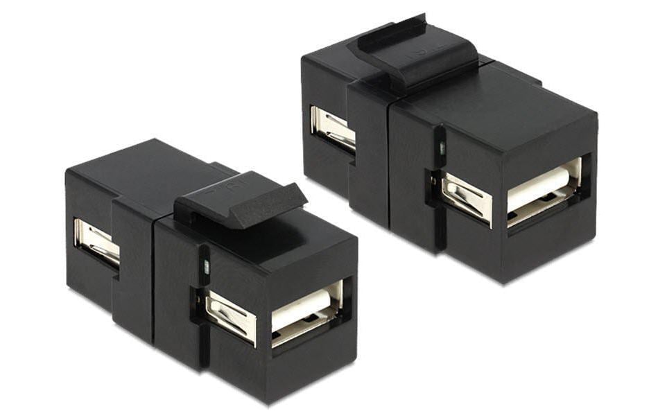 Keystone-Modul USB 2.0, A – A, (f-f) SchwarzDelock Keystone Modul USB 2.0 A Buchse > USB 2.0 A Buchse schwarz