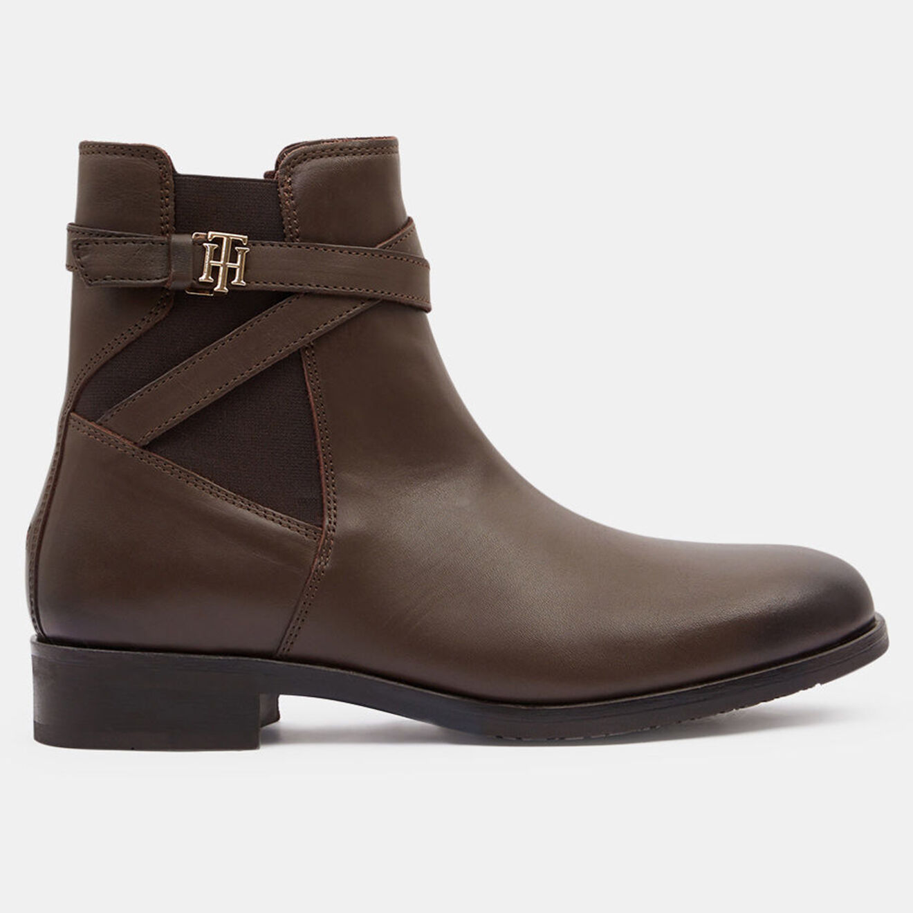 Tommy Hilfiger Bottines en Cuir Hardware Belt marron