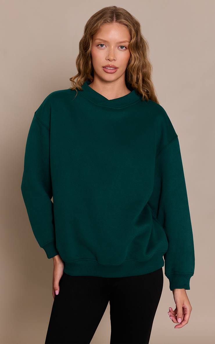 Pine Green Sweat-shirt À Encolure Croisée
