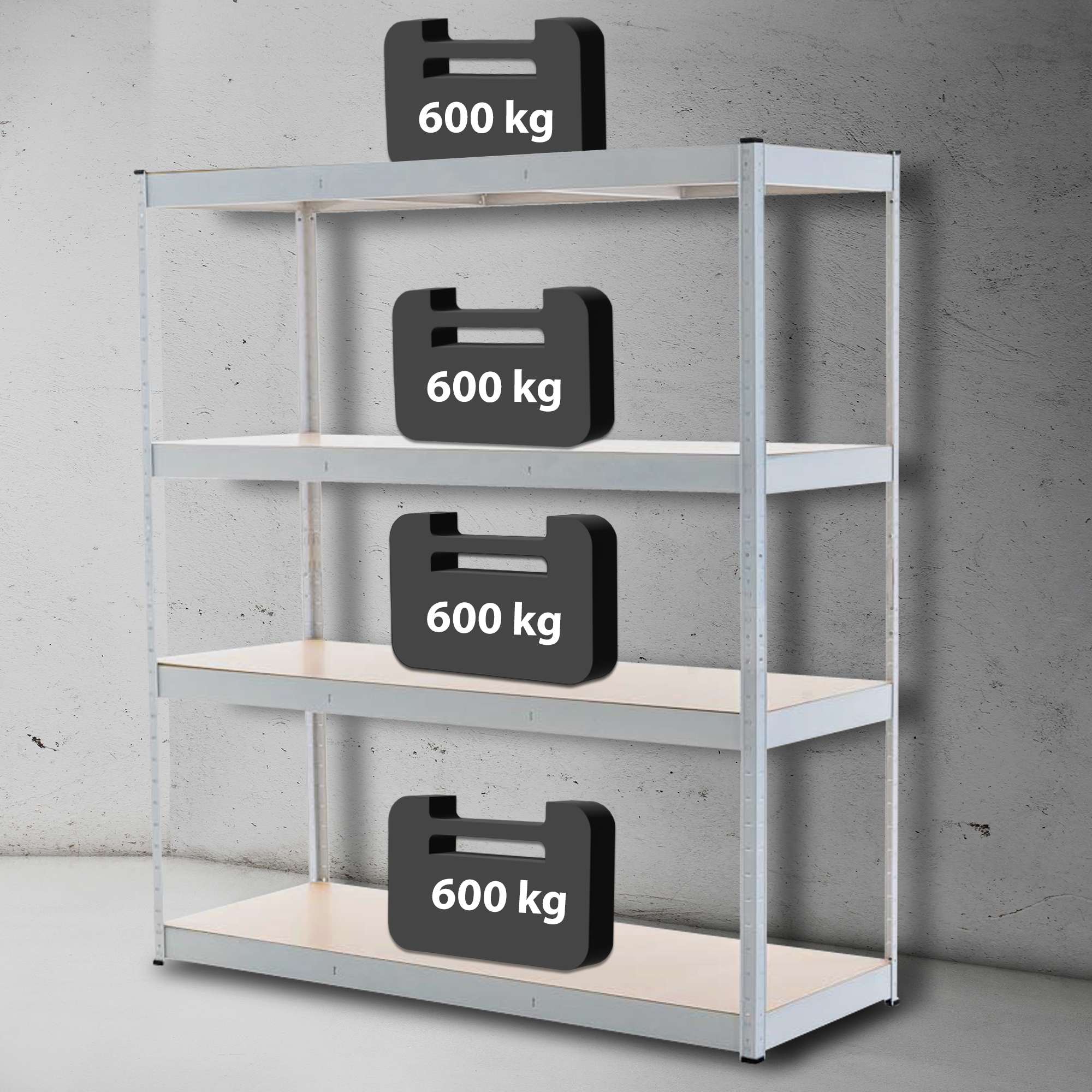 CLP Schwerlastregal 160X180X60 CM I Böden Bis Je 600 KG Belastbar I Metall-Steckregal