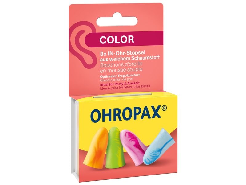 Ohropax Ohrstöpsel Color, Schaumstoff 8 Stück Ohrstöpsel