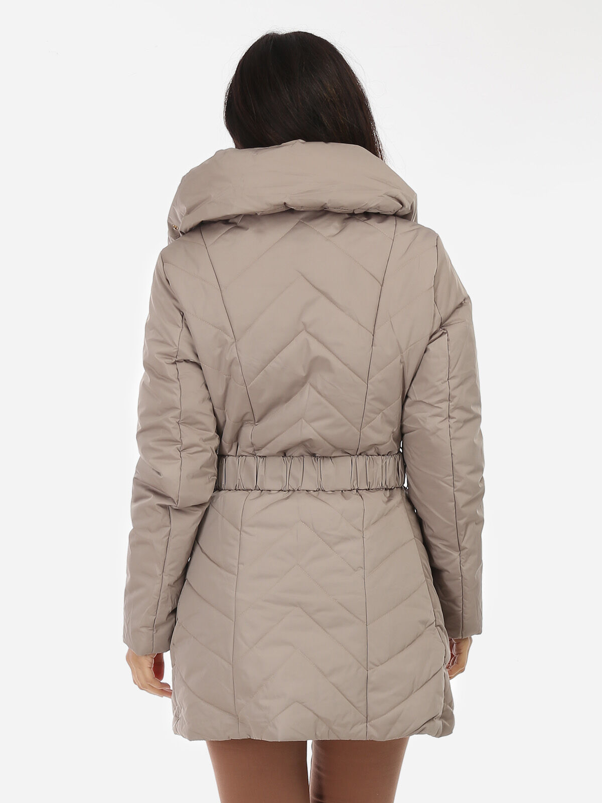Doudoune à col enveloppant- Beige
