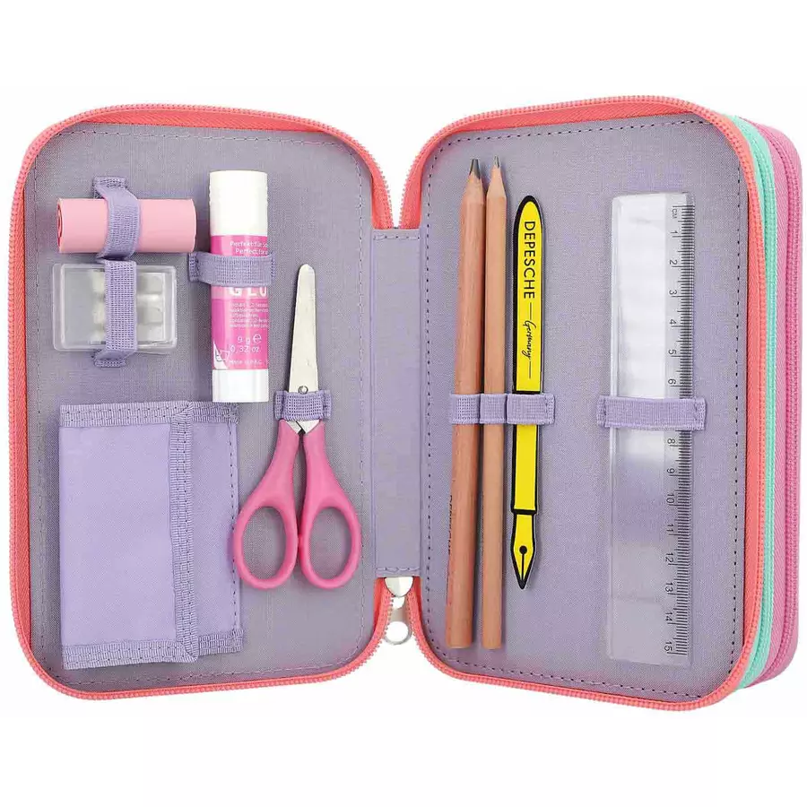 Depesche 3-Fach Federtasche SNAP SHOTS inkl. Stifte TOPModel 20 x 13 x 7 cm bunt
