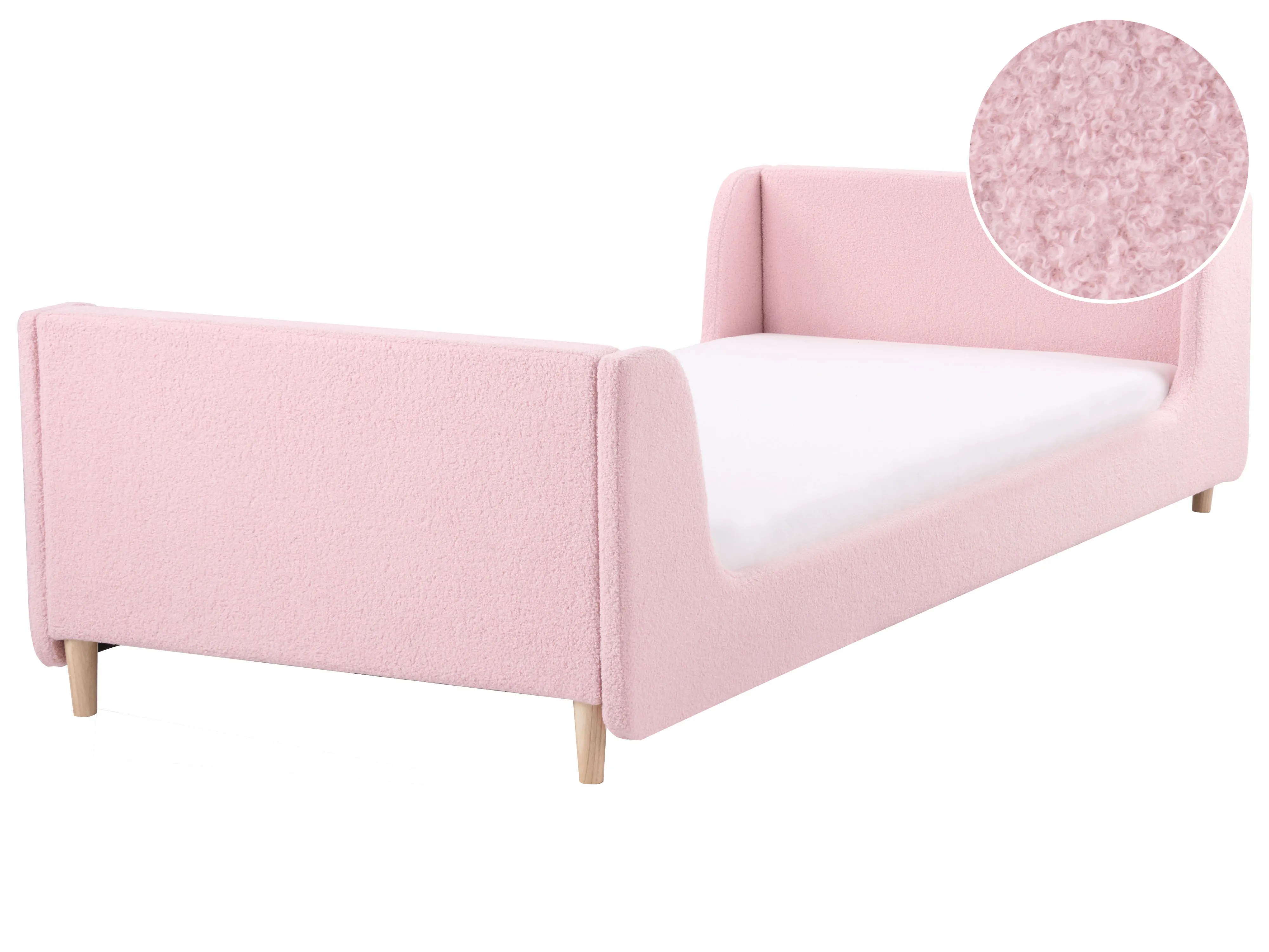 Kinderbed Bouclé LAYE 90 x 200 cm Roze