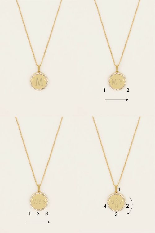 Atelier korte ketting met ronde strass bedel