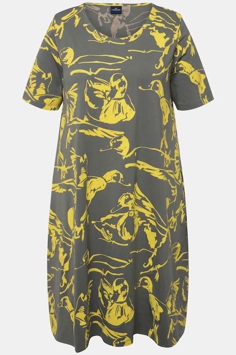 Jersey Kleid, Rundhals,  Halbarm, OEKO-TEX Made in Green