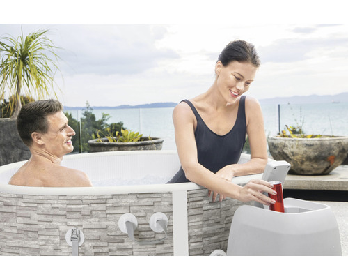 Bestway® LAY-Z-SPA® Vancouver AirJet Plus™ opblaasbare hottub met 140 luchtjets, geïntegreerd verwarmingssysteem, multifunctionele pomp en app-bediening, grijs