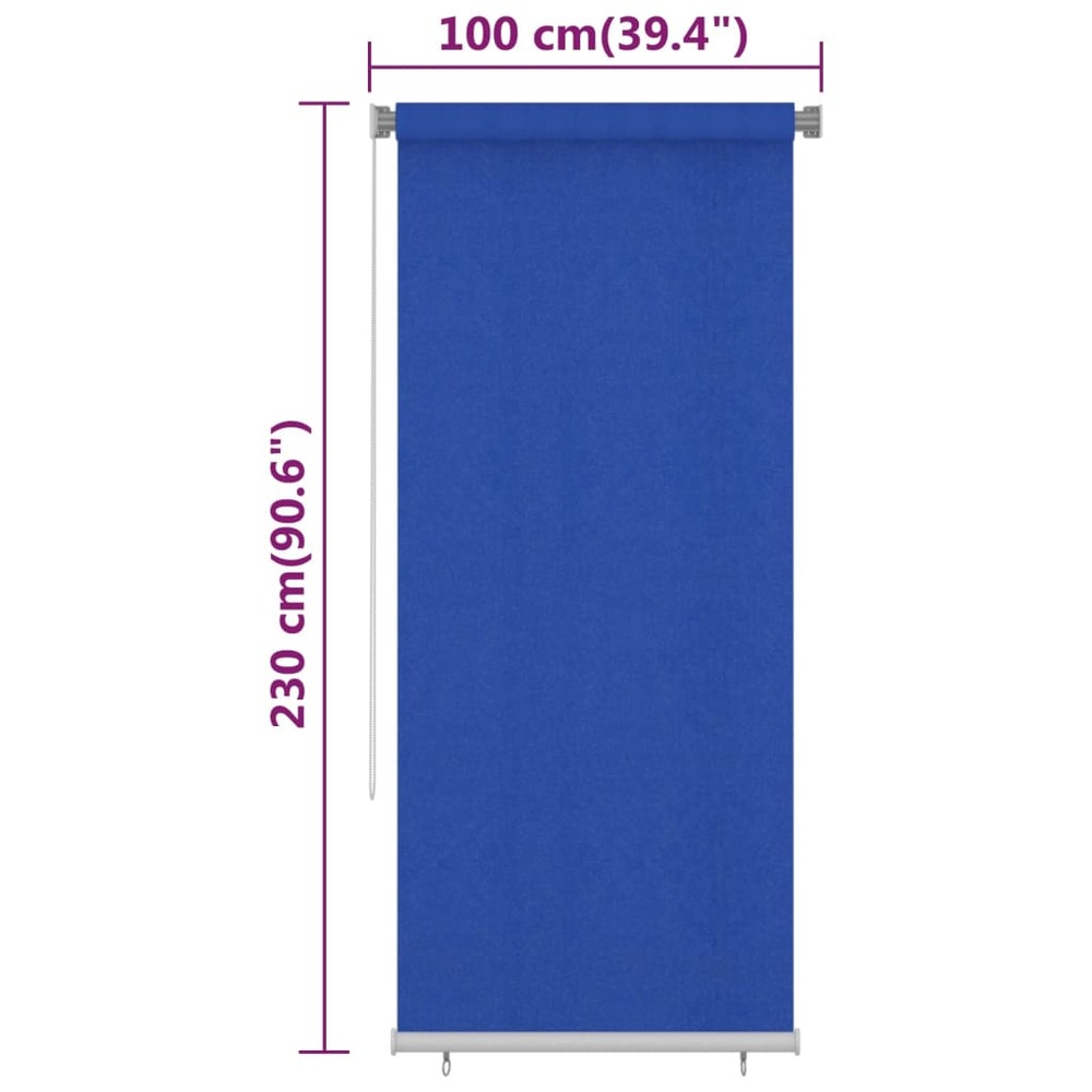 Store roulant d'extérieur 100x230 cm bleu pehd