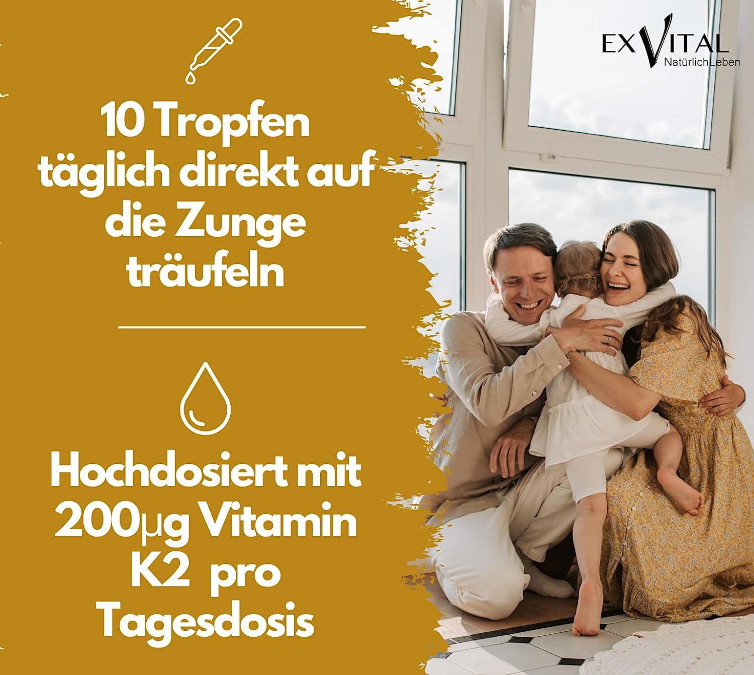 EXVital® Vitamin K2 Tropfen - Menaquinon MK-7 all-trans-Vitamin hochdosiert