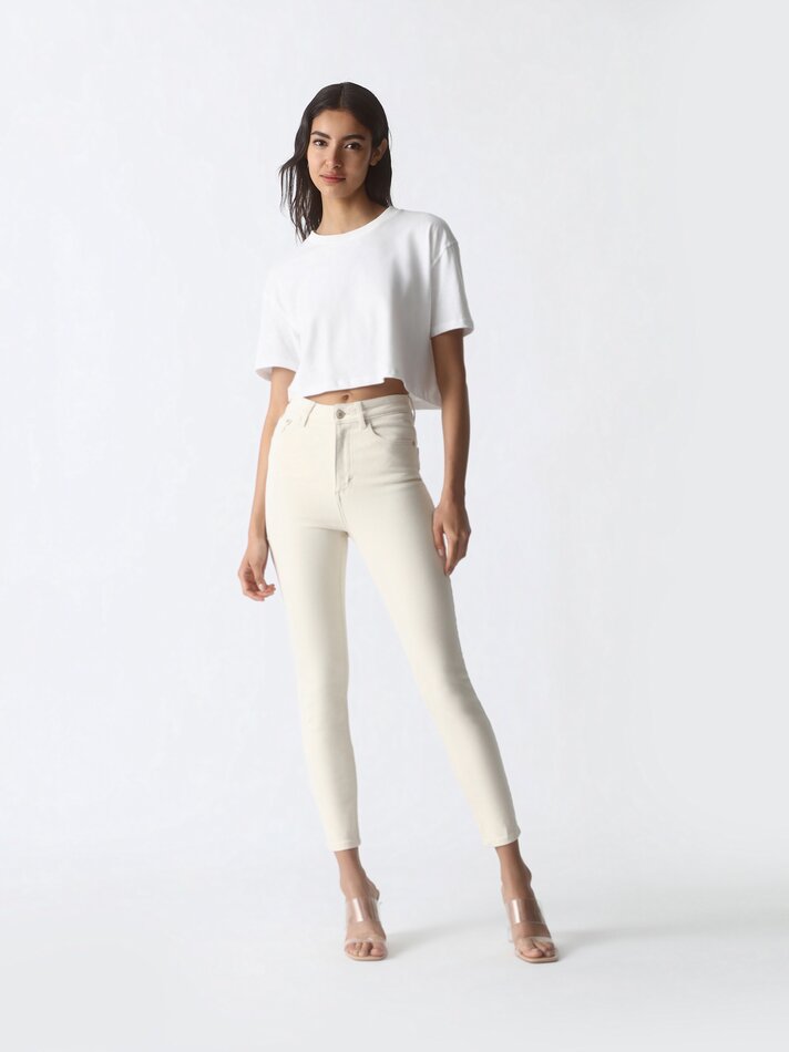 Calça jeans skinny de cintura alta - Off-white