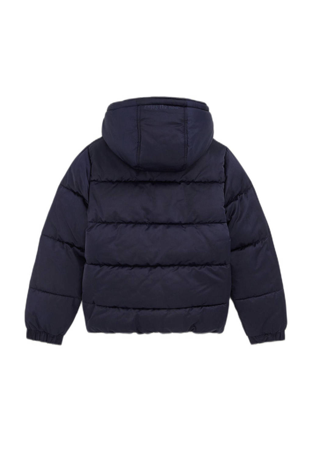 WE Fashion gewatteerde winterjas donkerblauw/lichtblauw