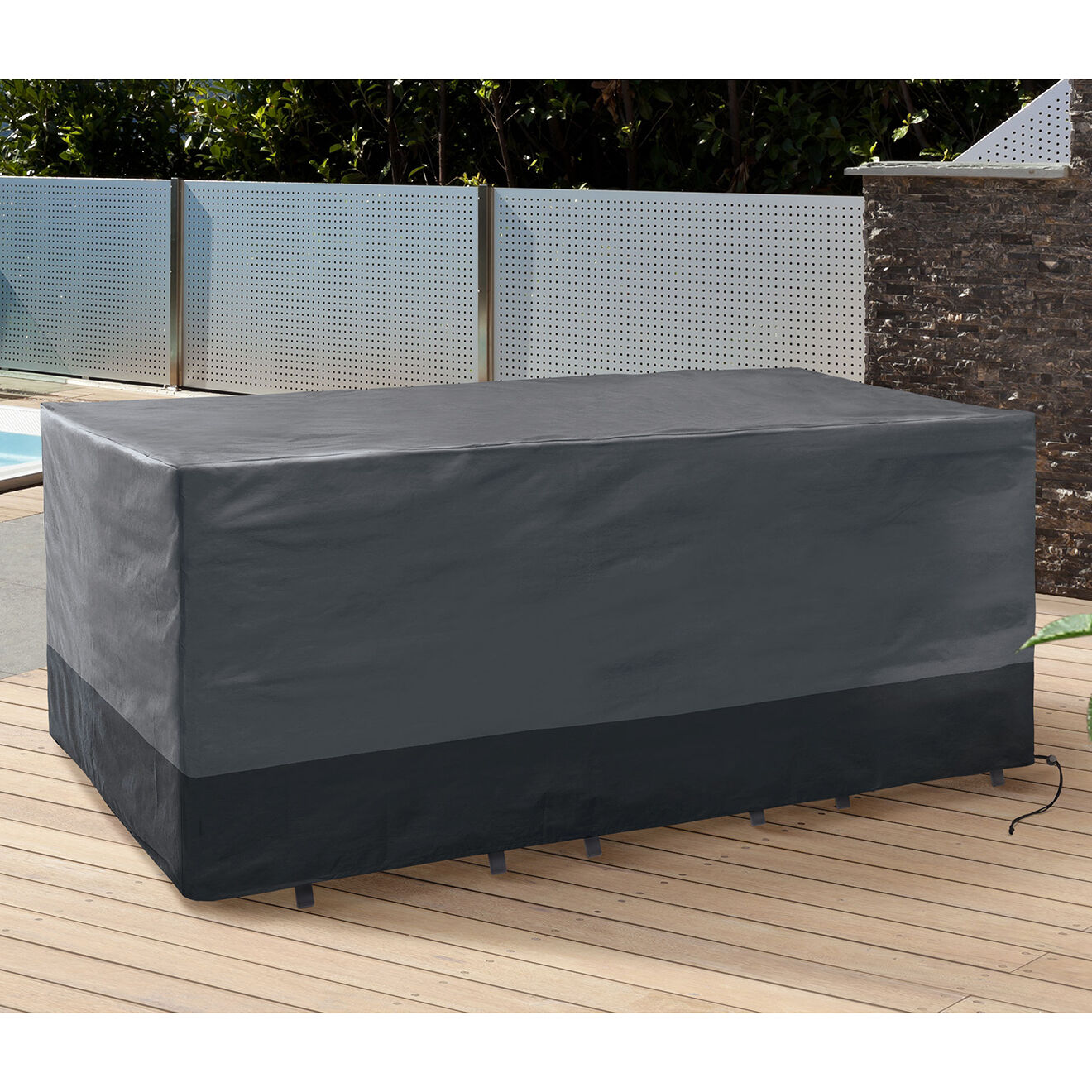 Pratik Garden Housse de protection pour table rectangulaire + chaises gris/noir - 250x200x74 cm