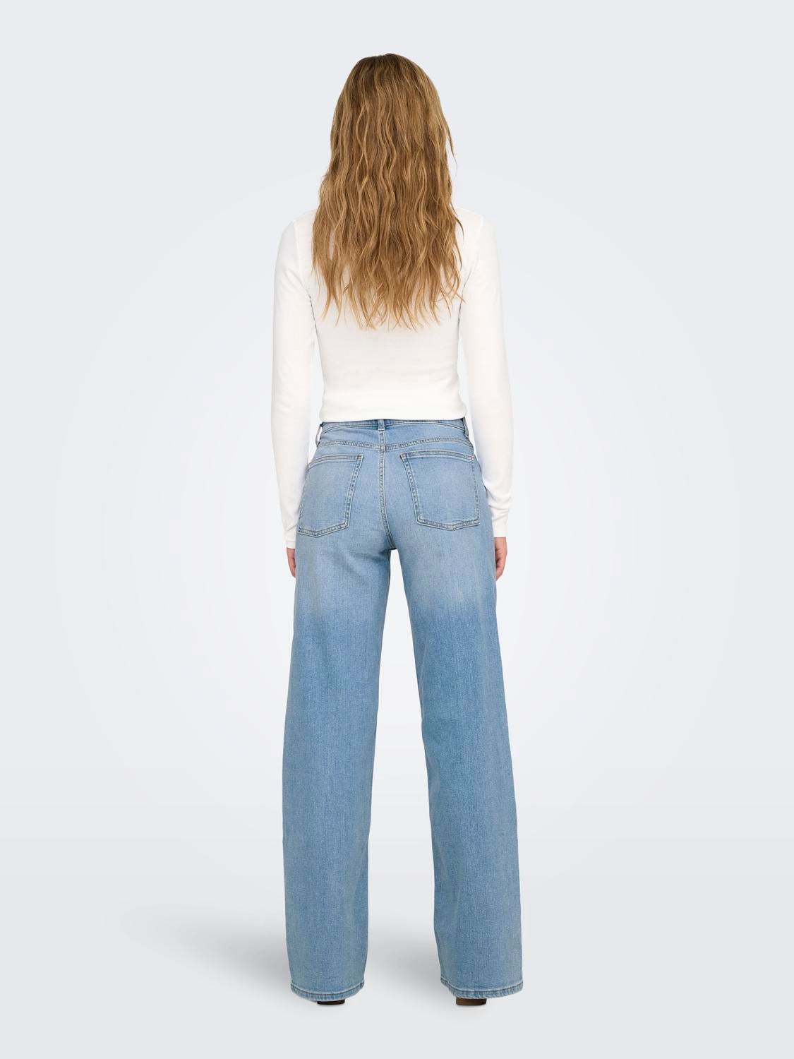 ONLCHRIS Mittlere Taille Weiter Beinschnitt Jeans Light Blue Denim