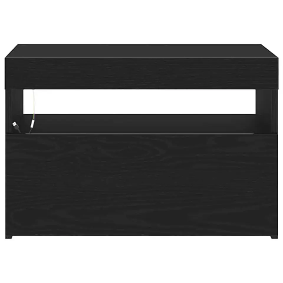 vidaXL - LED TV-meubel met deur - Zwart eiken - Hout - 60x35x40 cm