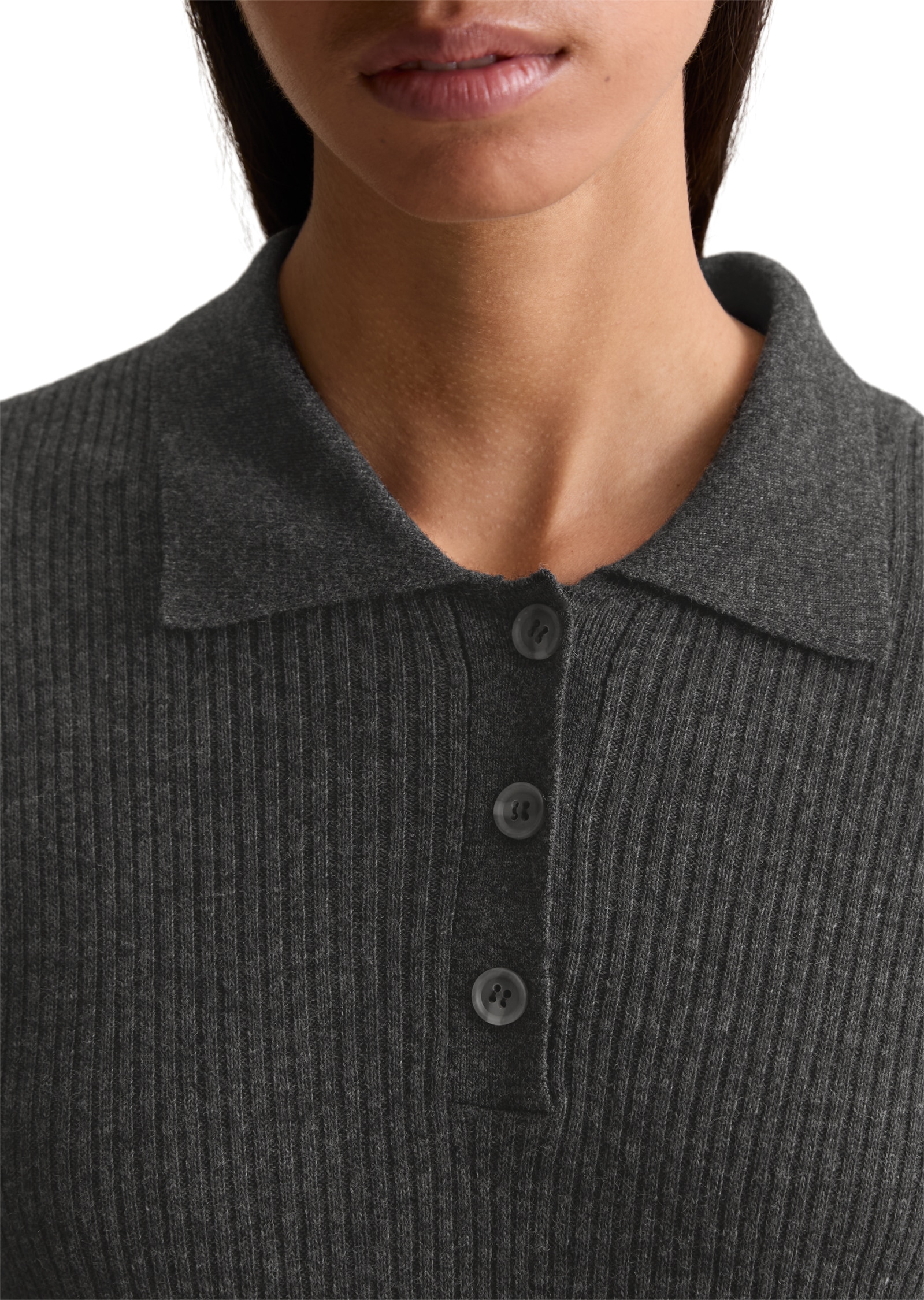 Marc O'Polo DENIM Polokleid Strickkleid aus softem Schurwolle-Mix, A-Shape