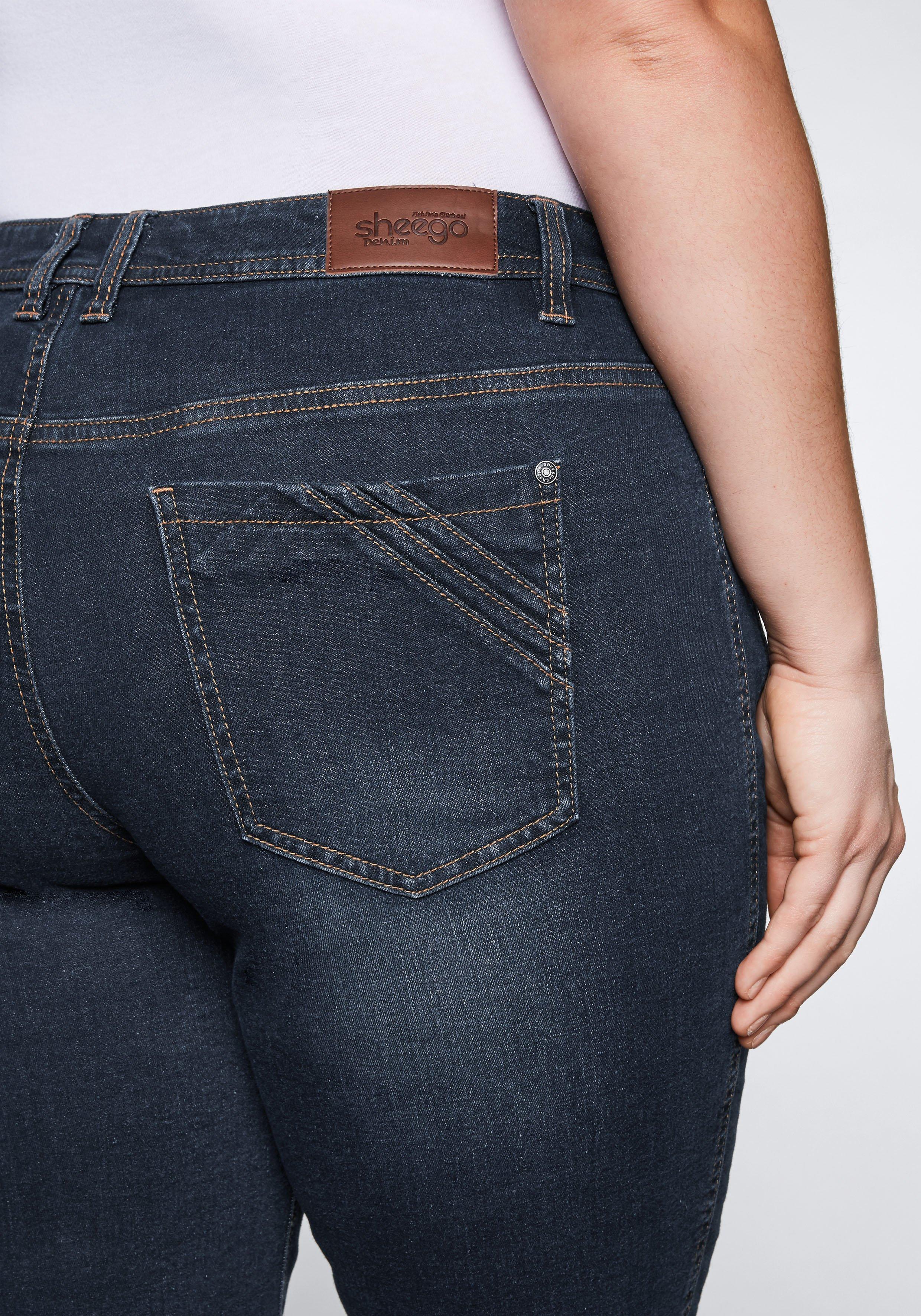 Jeansbermudas mit vorverlegter Seitennaht