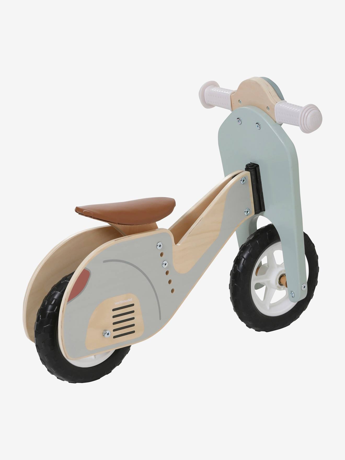 Scooter draisine de madeira FSC® lisa verde-médio com motivos