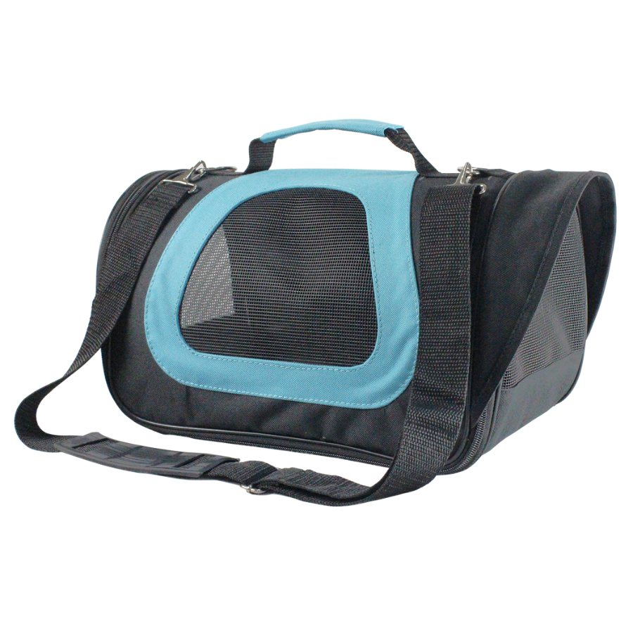 Nobleza - Bolsa de Transporte para Cães/Gatos, Respirável, 34*21*22CM, Tamanho Médio para Transporte de Animais de Estimação (Preto/Azul)