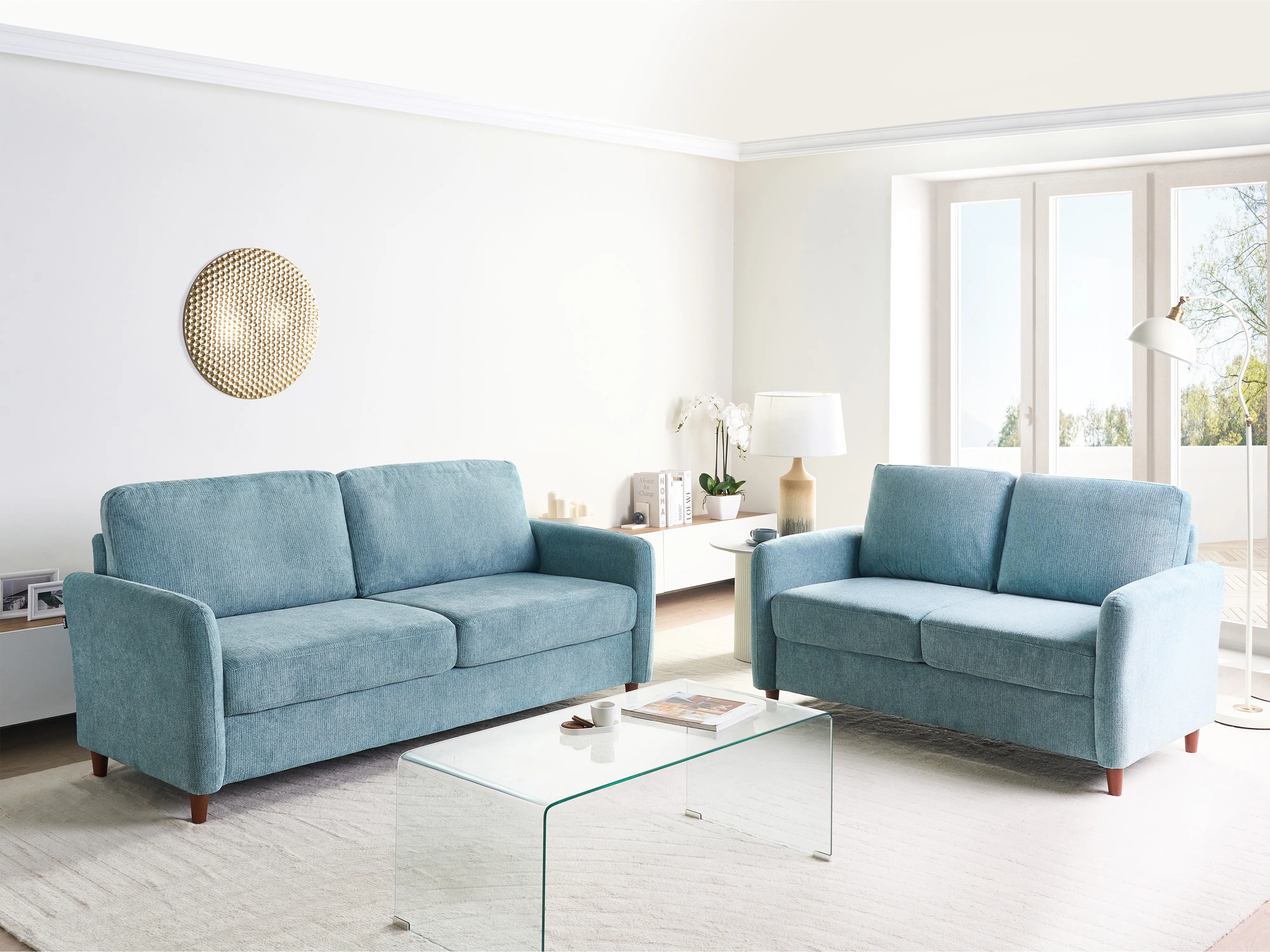 Bank 3-zits MARE Stof Blauw met opbergruimte