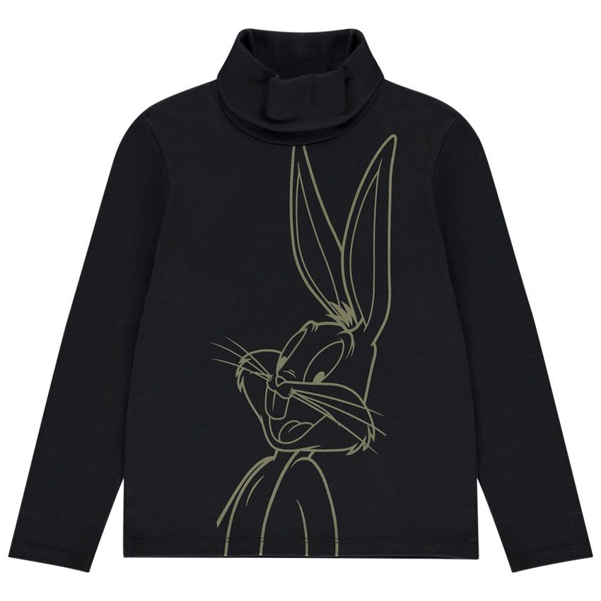 Sous-pull col cheminée interlock print Bugs Bunny pour garçon - Gris foncé