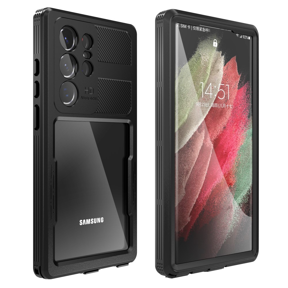 Samsung Galaxy S23 Ultra 5G Wasserfeste Outdoor Schutz Hülle (IP68) - Schwarz / Transparent